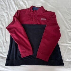 Vineyard Vines Red and Navy Quarter Button Pullover